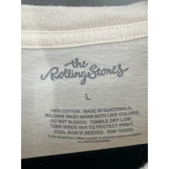 Rolling Stones Shirt Womens Large Cream Red Blue Graphic Tee Music Band America - Picture 2 of 5